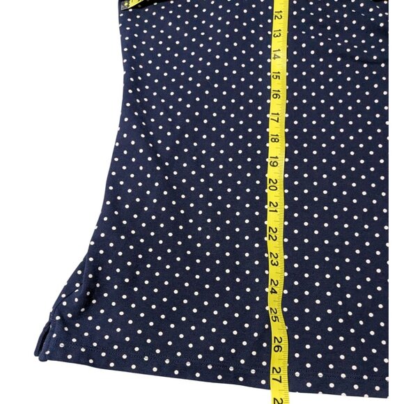 Ralph Lauren Navy Polka Dot Polo Shirt W/ Gold RL Buttons Short Sleeve 100% Cott - Picture 8 of 15